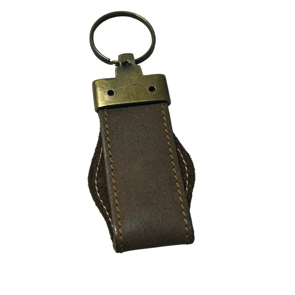 Vintage Budapest Tourist Souvenir Keychain RARE Bronze tone w/Leather